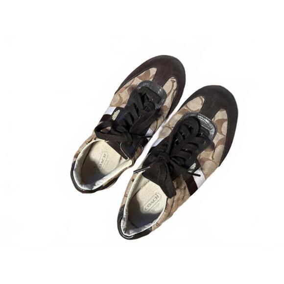 Vintage Y2K Coach Sneakers Brown/Black Signature Canvas sz 6 - Picture 2 of 8